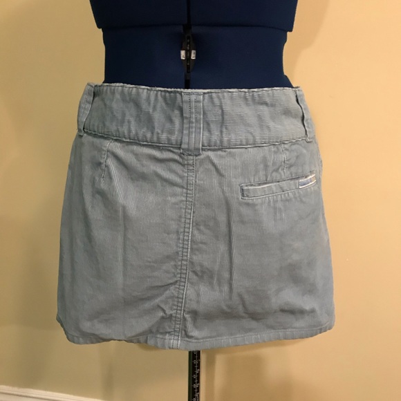 Split Baby Blue Corduroy Mini Skirt - Picture 2 of 10